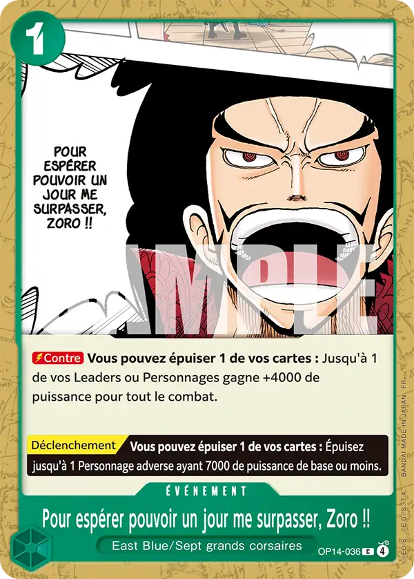 Pour espérer pouvoir un jour me surpasser, Zoro !!