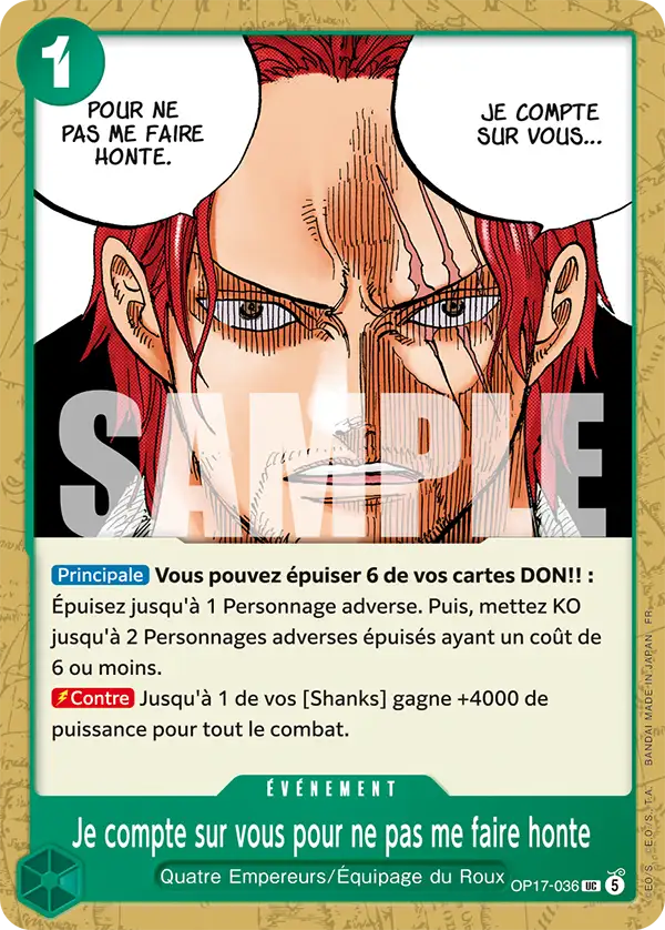 Je compte sur vous pour ne pas me faire honte